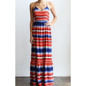 Parker Cornelia Mixed Stripe Silk Maxi Dress, Sz M